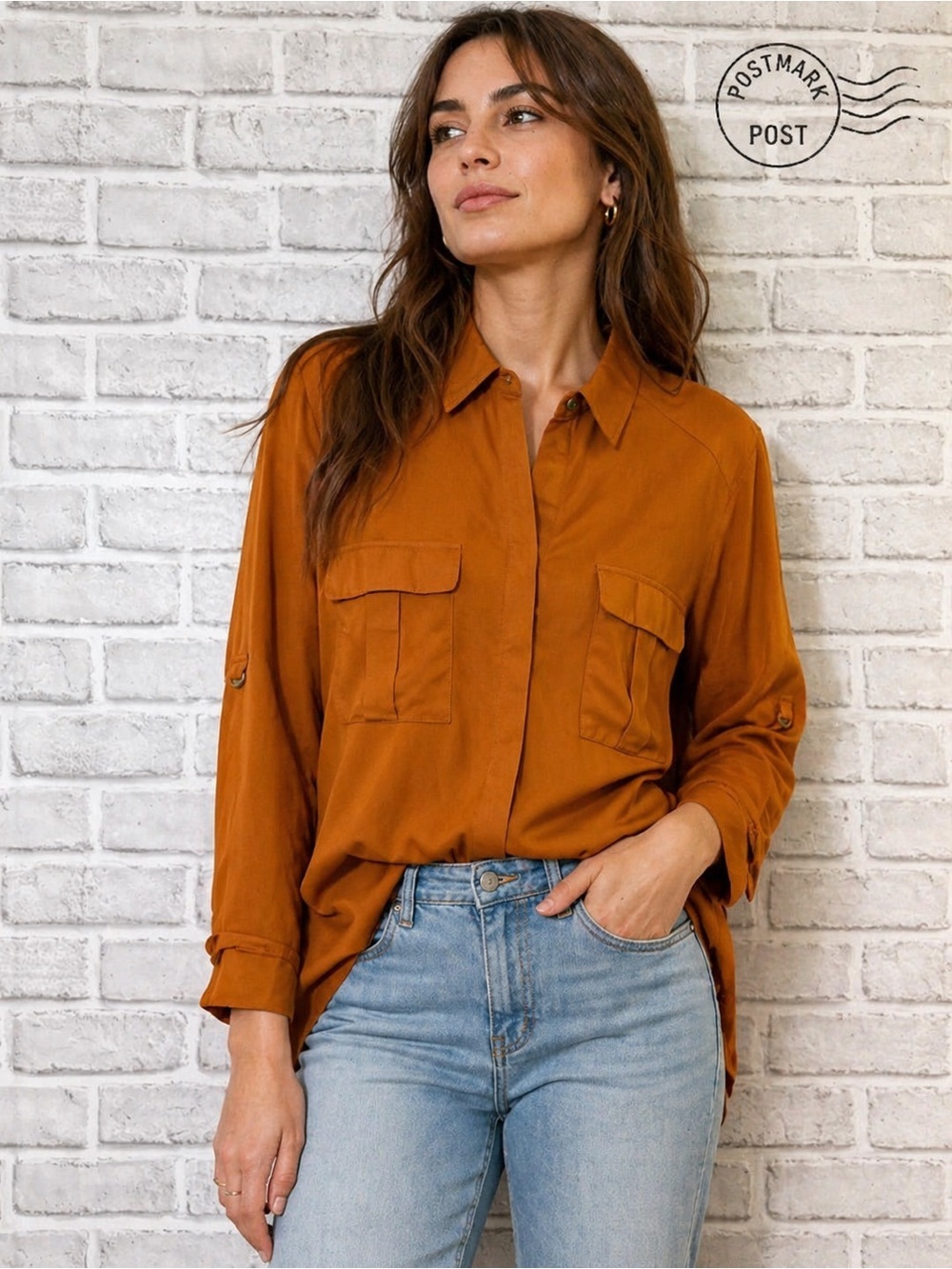 Atmosphere Burnt Orange sheer loose fit Women's Top, size 14